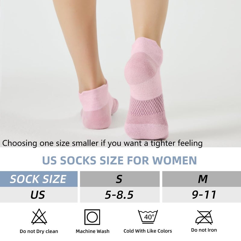 FITRELL 5 Pairs Ankle Running Socks for Women Athletic Cushioned Low Cut Tab Sports Socks, Rococo, Small - Image 2