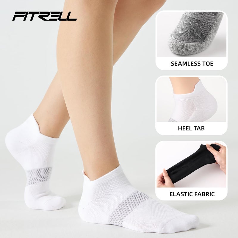 FITRELL 5 Pairs Ankle Running Socks for Women Athletic Cushioned Low Cut Tab Sports Socks, Rococo, Small - Image 3