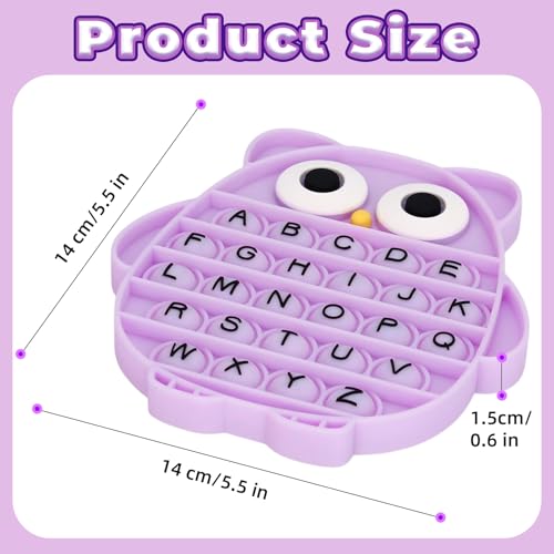DEARIDAP Owl Fidgets for Adults Owl Shaped Silicone Squeeze Sensory Object Alphabet Bubble Stress Anxiety Relief Relax Tools for Adults School Classroom Gift Party Favors Purple - Image 5