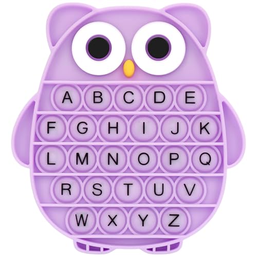 DEARIDAP Owl Fidgets for Adults Owl Shaped Silicone Squeeze Sensory Object Alphabet Bubble Stress Anxiety Relief Relax Tools for Adults School Classroom Gift Party Favors Purple - Image 1