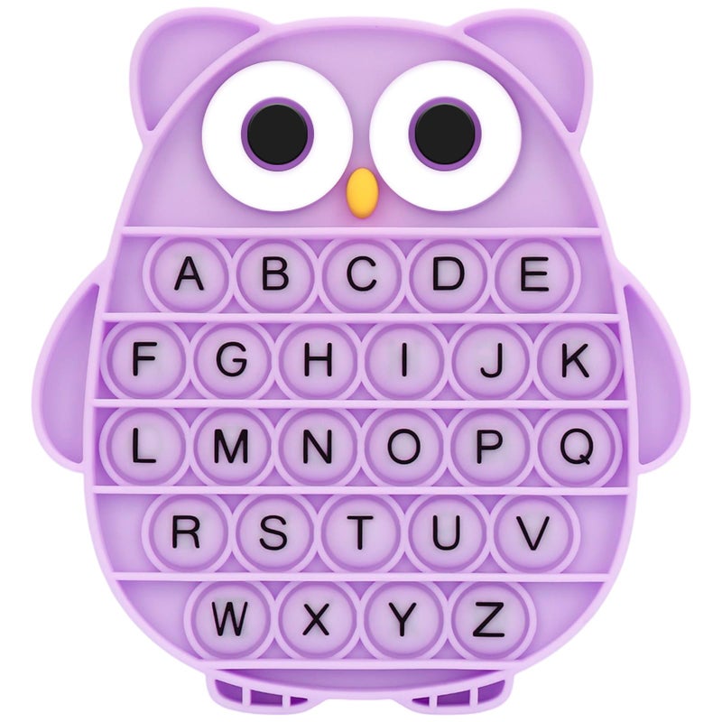 DEARIDAP Owl Fidgets for Adults Owl Shaped Silicone Squeeze Sensory Object Alphabet Bubble Stress Anxiety Relief Relax Tools for Adults School Classroom Gift Party Favors Purple - Image 3