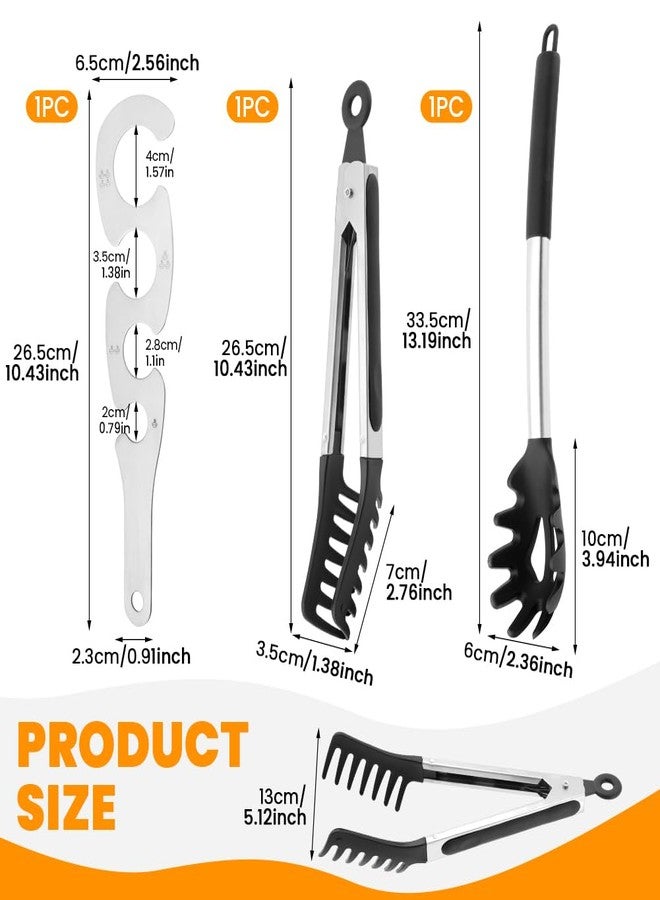 Calidaka Silicone Spaghetti Spoon & Pasta Tong With Pasta Measurer,Non-Stick Stainless Steel Handle Spaghetti Fork Set with Teeth,Spaghetti Tong Food Clip for Easy Serving of Noodles - Image 2