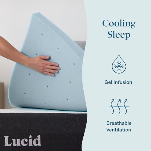Lucid 2 Inch Memory Foam Mattress Topper Twin Size Cooling Gel Bed Topper PressureRelieving Plush Feel Ventilated Breathable Design CertiPur Certified Dorm Essentials - Image 3
