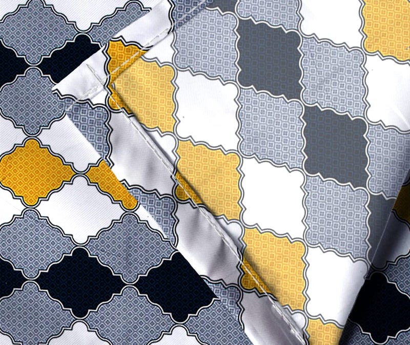 AEROHAVEN 180TC Glace Cotton Abstract Flat Double Bedsheet with 2 Pillow Covers - GCB22 - Grey, Yellow - Image 5