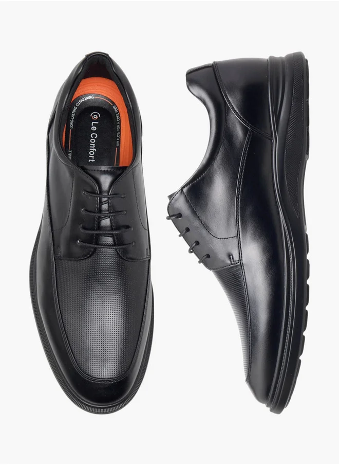 لو كونفورت Textured Lace-Up Derby Shoes