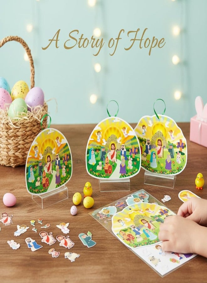WhatSign 24 Sets Easter Resurrection Ornament Craft Kits - Make Your Own Jesus Story Scene Hanging Stickers Religious DIY Bible Activities for Sunday School, Church, He is Risen Party Decor - Image 4