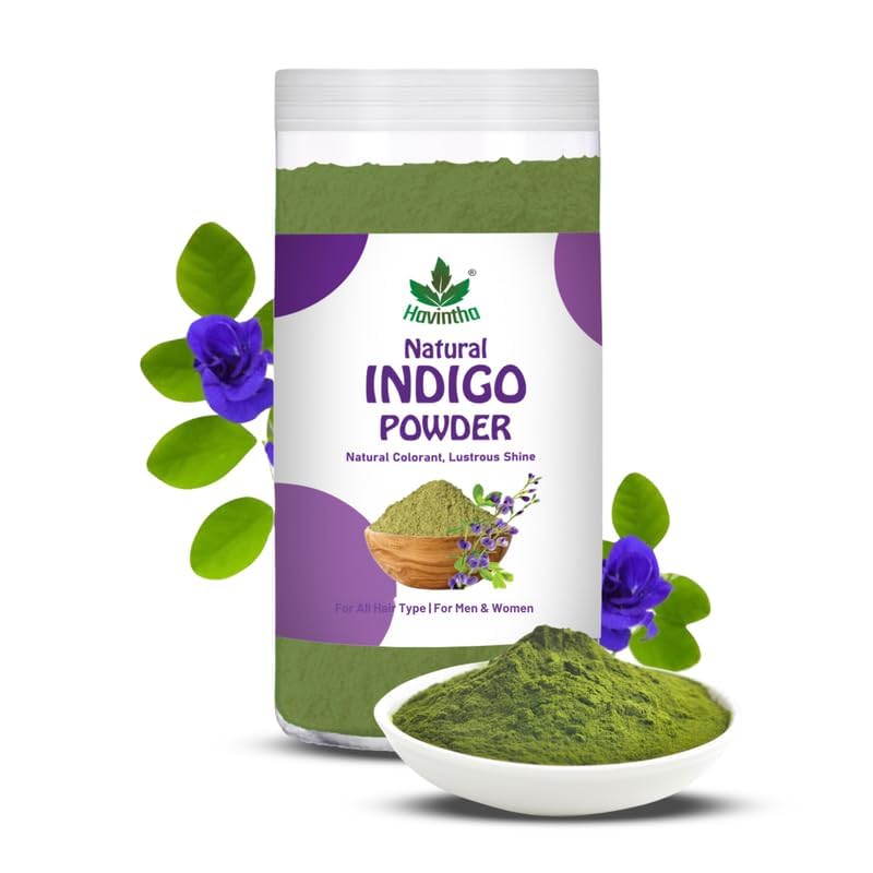 Havintha Organic Indigo Powder For Black Hair 250g Herbal Indigo LeafIndigofera Tinctoria Powder for Natural Hair Coloring No Added Colour Or Preservatives - Image 1