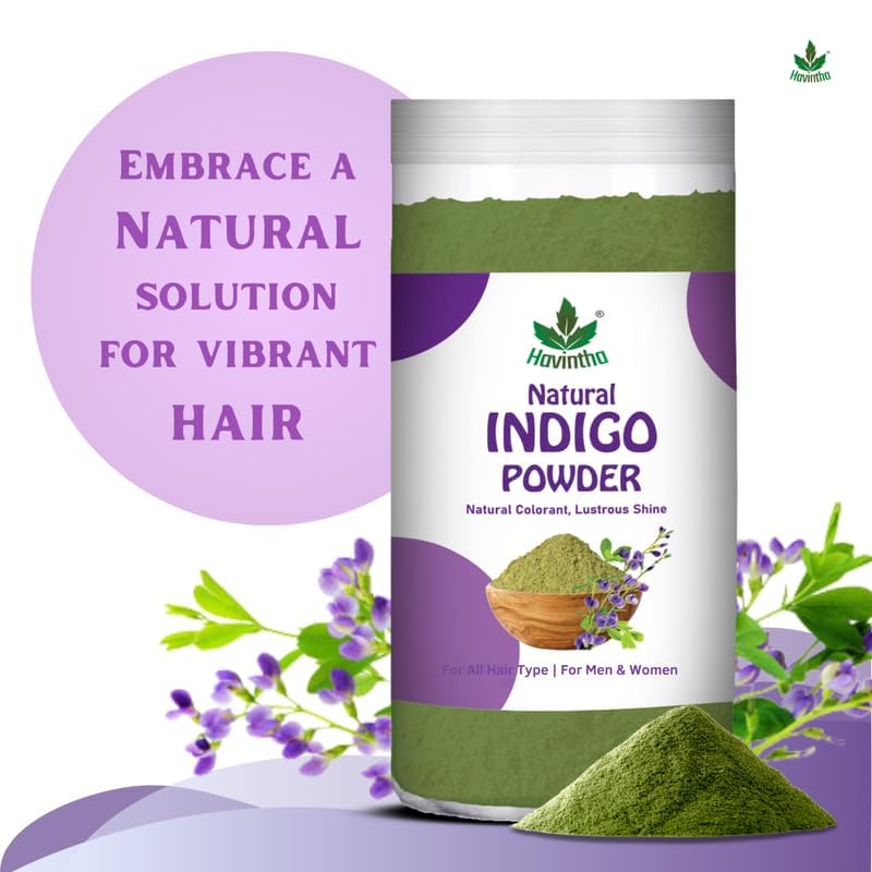Havintha Organic Indigo Powder For Black Hair 250g Herbal Indigo LeafIndigofera Tinctoria Powder for Natural Hair Coloring No Added Colour Or Preservatives - Image 4