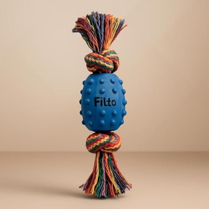 Fitto Dog Rope Tug Toy 18.5x4.7cm - Assorted Color Cotton Chew & Tug Toy for Dogs Puppies, Interactive Training, Dental Cleaning & Fetch - Image 1