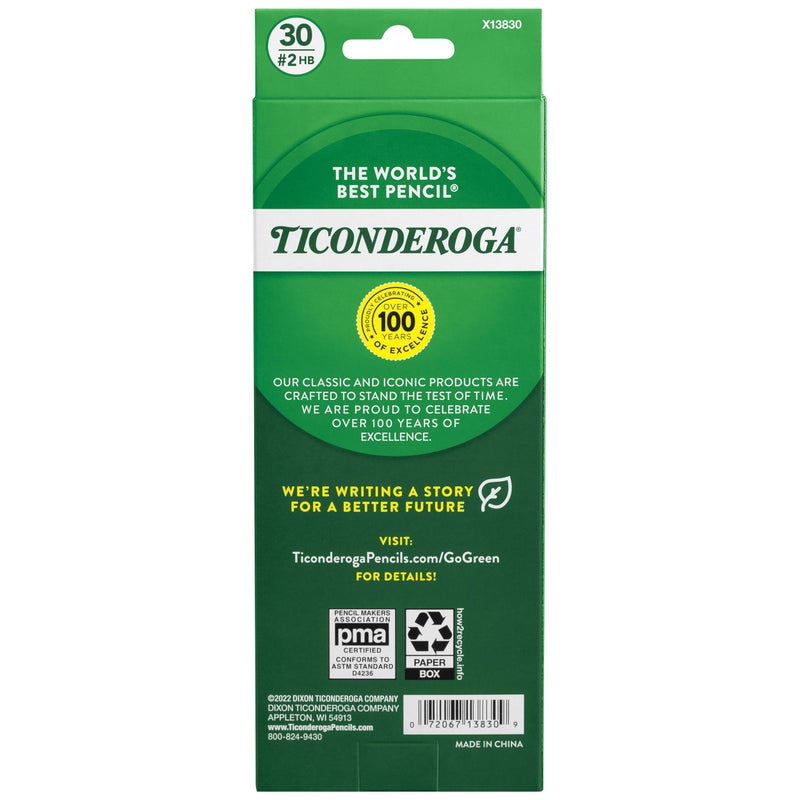 Ticonderoga Wood-Cased Pencils, Pre-Sharpened, #2 HB Soft, Yellow, 30 Count - Image 2