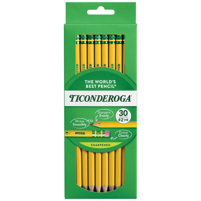Ticonderoga Wood-Cased Pencils, Pre-Sharpened, #2 HB Soft, Yellow, 30 Count - Image 1
