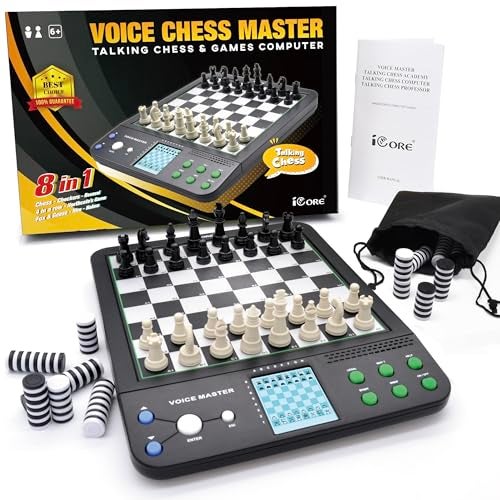 iCore Electronic Chess Set Pro Black  Voice Guide 30 Levels 100 Teaching Exercises Learning Mode for All Ages - Image 1