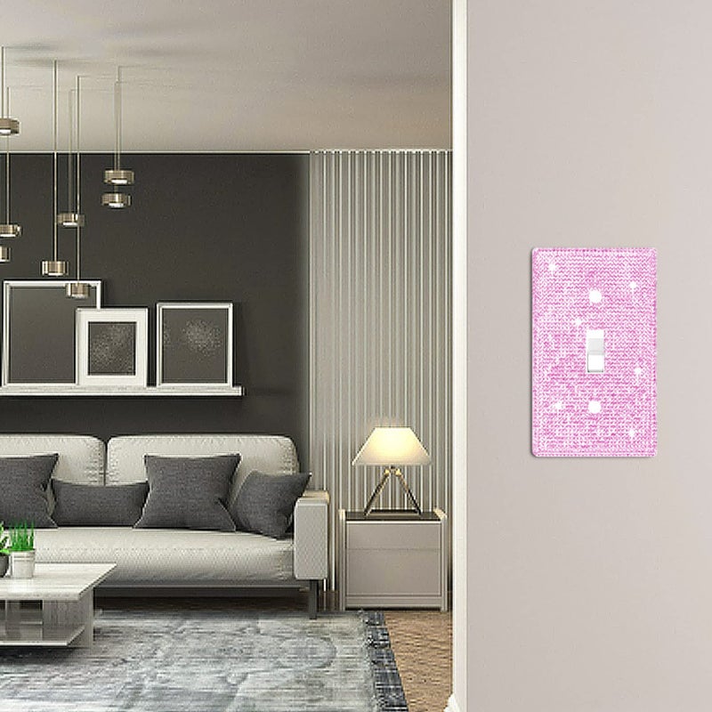 Dengduoduo Wall Plate Light Switch Cover  Standard Size 4.50 "" X 2.76 ""  Dengduoduo Silver Pink Rhinestones Bling Decorative Wall Plate Light Switch Outlet Cover For Bedroom Accessories Home Decor - Image 4