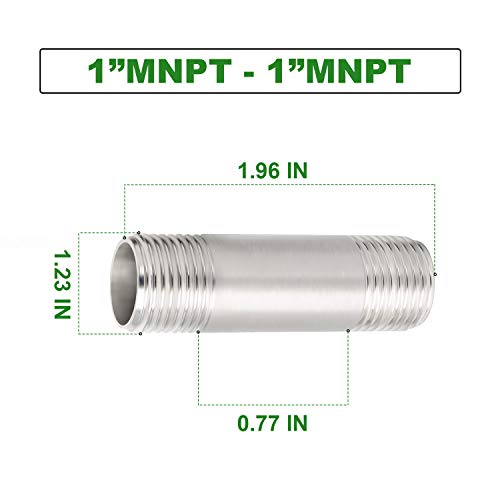 TAISHER 2PCS Stainless Steel Pipe Fittings, 1" NPT x 1" NPT Male Threaded, 2" Length Nipple Cast Pipe - Image 4