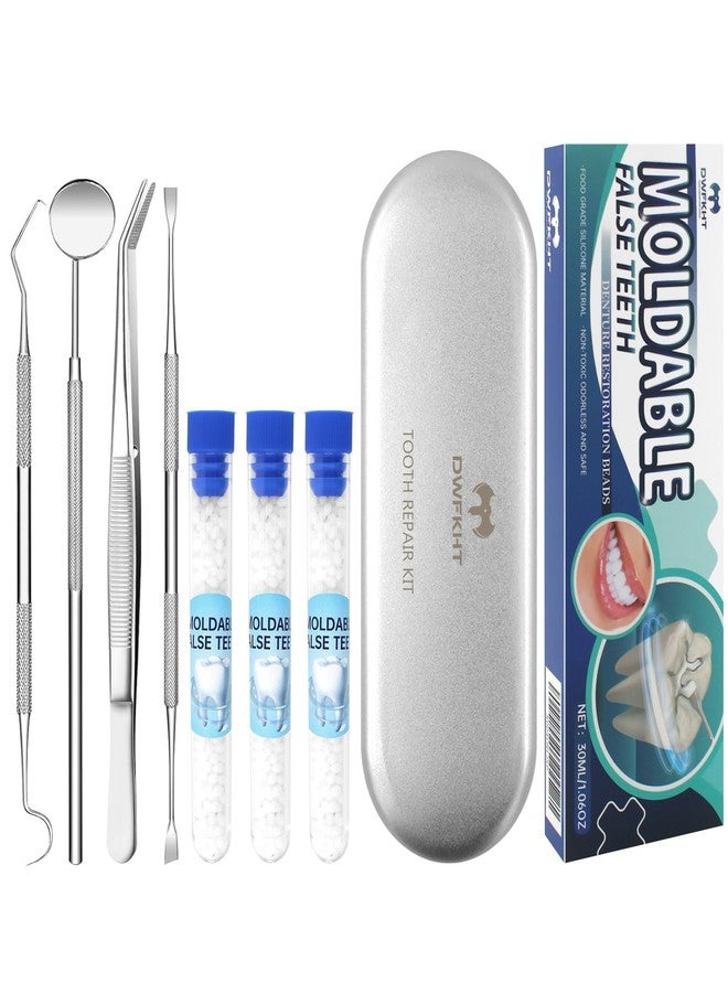 DWFKHT Tooth Repair Kit, Moldable False Teeth, Tooth Replacement Missing Teeth, Teeth Filling Kit Permanent with 4 Dental Tool, Tooth Repair Kit for Broken Teeth, Temporary Tooth Filling Kit, Moldable Teeth - Image 1
