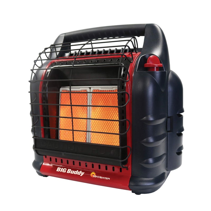 Mr. Heater Mr Heater 4000 to 18000 BTU 3 Setting Portable LP Gas Heater Unit with Dual Tank Connection for Indoor and Outdoor Use BlackRed 