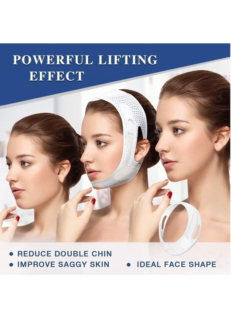 Generic Breathable Face Slimming Strap, Face Lift Strap, Reusable Face Lifting Bandage Pain-Free Jawline Shaping Band, V Line Shaping Face Masks, Anti-Sagging-Aging-Wrinkle-Snore Belt for Women （White）  - Image 4
