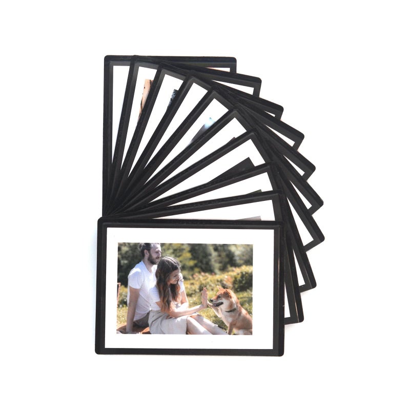 إطار صور بولارويد مغناطيسي LAGIPA 25x35 لإطارات صور Instax Mini للمغناطيسات الثلاجة حجم محفظة 10 قطع باللون الأسود