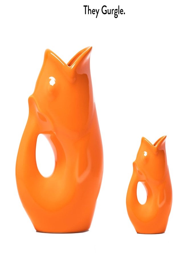 Gurgle Pot إبريق سمك من Gurgle Pot، طقم من قطعتين، تصميم مستوحى من الطراز الفرنسي، إبريق كبير سعة 42 أونصة مع إبريق كريمة مطابق، لون برتقالي نابض بالحياة، أدوات مائدة مثالية للاستخدام الداخلي أو الخارجي. - Image 4