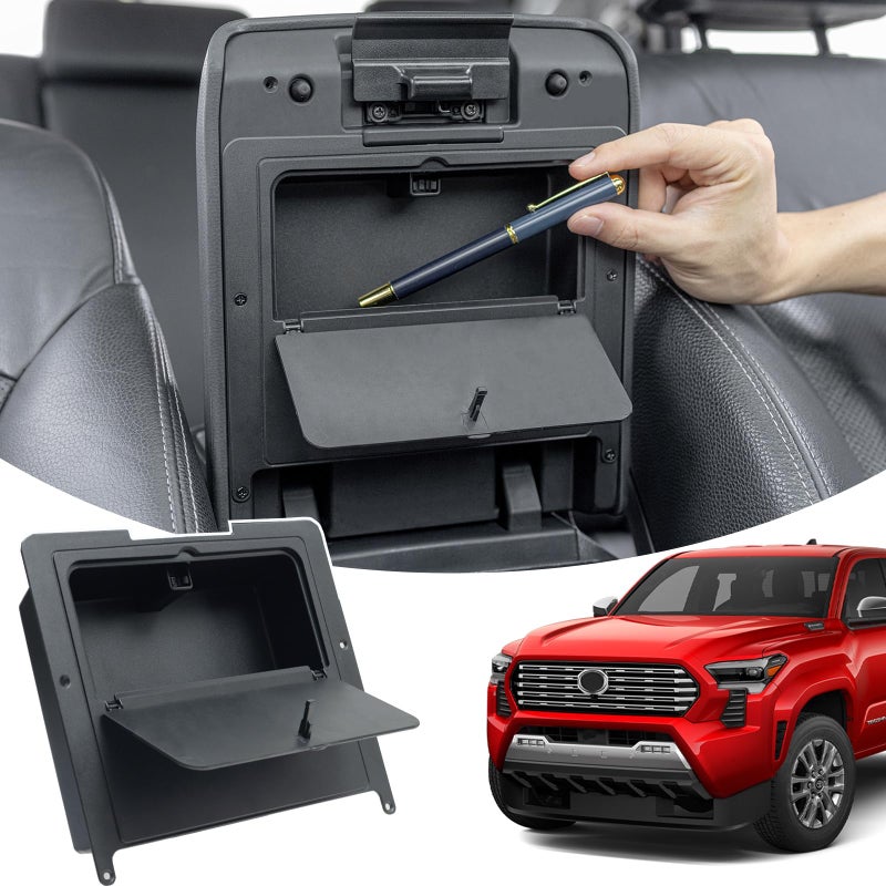JKCOVER Center Console Hidden Box Organizer Compatible with 2024 2025 Toyota Tacoma Accessories Armrest Secret Compartment Press to Open and ClosePatented Design