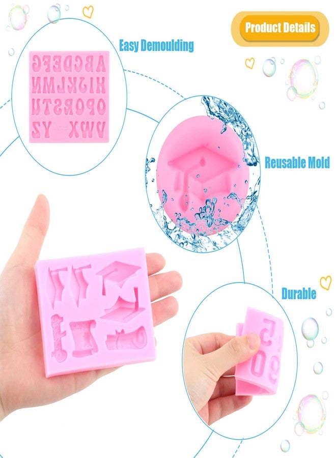 MIYAHOUSE Graduation Silicone Mold Graduation Cap Baking Mold Diploma Graduate Fondant Mold Doctorial Hat Chocolate Mold Letters Numbers Molds For Cake Topper Decoration Chocolate Gum Past Set Of 4 - Image 3