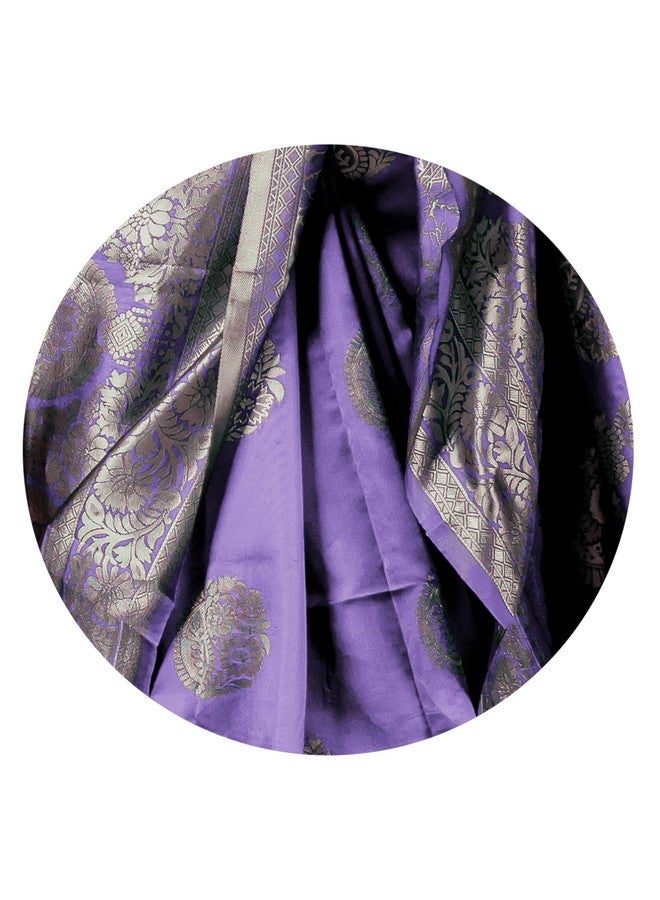 Subham Women's Silk Cotton Kanjivaram Soft Saree with Blouse Piece | Jacquard Design Banarasi Sarees | Golden Zari (46030 - Dusty Purple, Golden) - Image 4