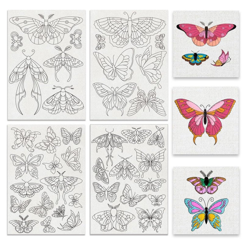 BENECREAT 4 Sheets 40Pcs Stick and Stitch Embroidery Paper, Butterflies Stabilizer Water Soluble Hand Sewing for Carves, Shirts, Coats, Bags, Towels - Image 1