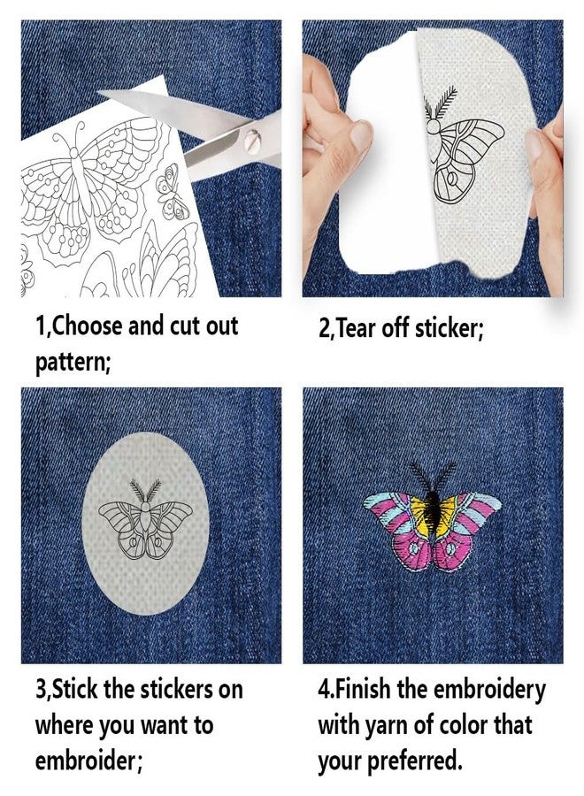 BENECREAT 4 Sheets 40Pcs Stick and Stitch Embroidery Paper, Butterflies Stabilizer Water Soluble Hand Sewing for Carves, Shirts, Coats, Bags, Towels - Image 3