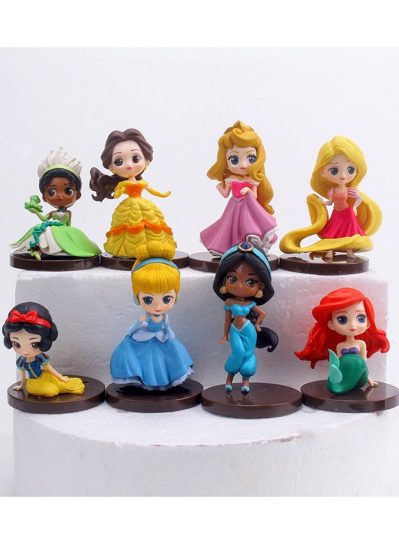 8-Piece Mermaid/Snow White/Aladdin/Jasmine Princess Anime Statue Model Action Figure Toy Collection Set For Kids Height 8cm - Image 1