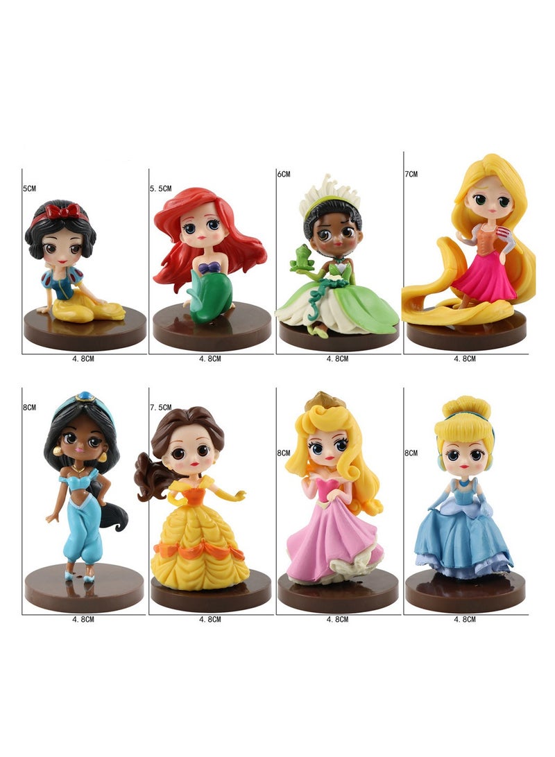 8-Piece Mermaid/Snow White/Aladdin/Jasmine Princess Anime Statue Model Action Figure Toy Collection Set For Kids Height 8cm - Image 2