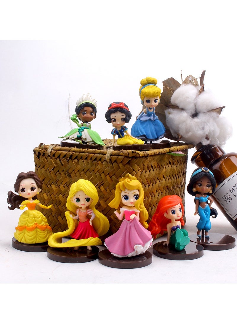 8-Piece Mermaid/Snow White/Aladdin/Jasmine Princess Anime Statue Model Action Figure Toy Collection Set For Kids Height 8cm - Image 3