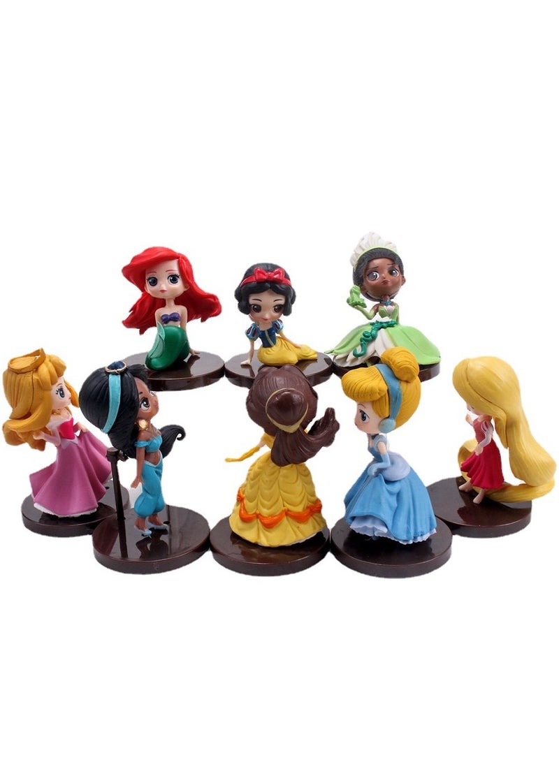 8-Piece Mermaid/Snow White/Aladdin/Jasmine Princess Anime Statue Model Action Figure Toy Collection Set For Kids Height 8cm - Image 4