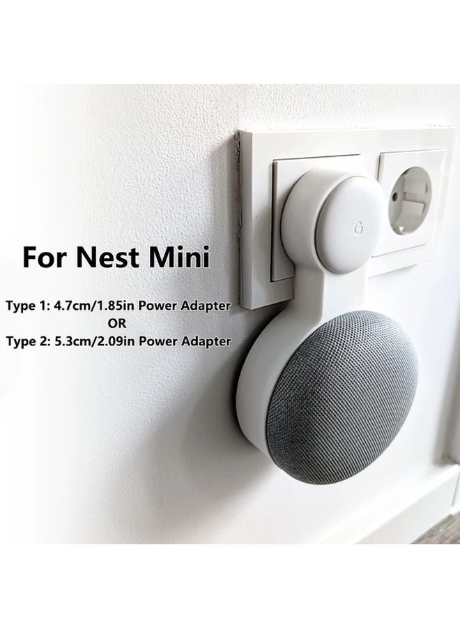 White Wall Mounted Stand For Nest Mini Speaker With Power Adapter - Image 2