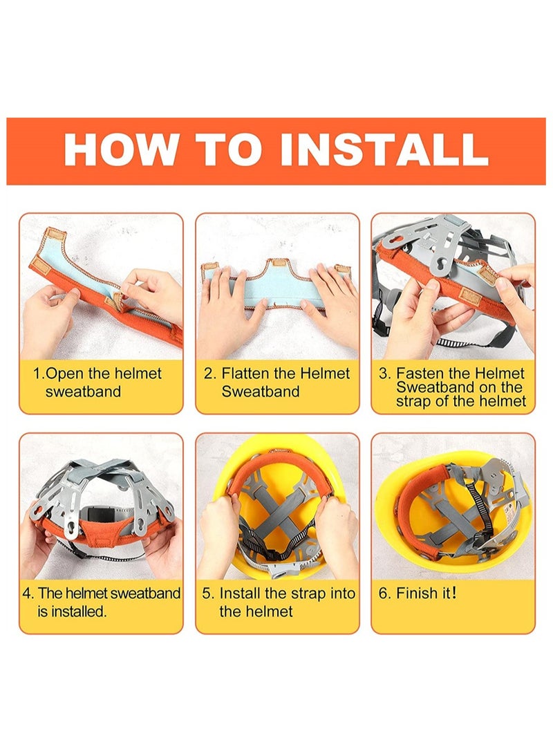 أربعة 6 قطع من شريط العرق لخوذة الأمان مع وسادة هوائية قابلة للغسل ومريحة - Image 5