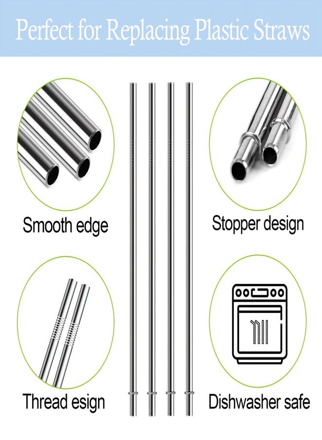 QUVIAE 10.5 Inch Stainless Steel Straws Replacement for Starbucks Cold Cup Venti 24 oz, 6 PCS Straight Reusable Metal Straw with Cleaning Brush, 10.5" X 0.31" Compatible with Starbucks Tumblers - Image 4