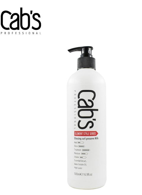 Cab's Beauty Professional Glossing Curl Hair Cream- Long-Lasting Shine and Definition - Curl Enhancing Milk for Smooth and Bouncy Curls -Suitable for All Hair Types - 500ml