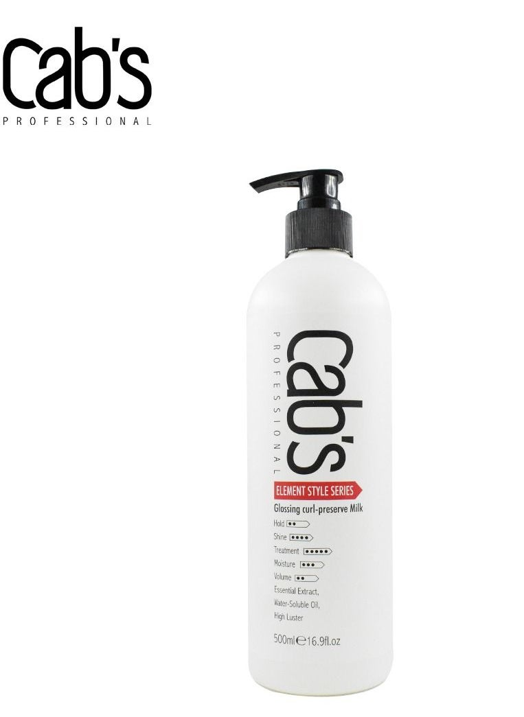 Cab's Professional Cab's Beauty Professional Glossing Curl Hair Cream- Long-Lasting Shine and Definition - Curl Enhancing Milk for Smooth and Bouncy Curls -Suitable for All Hair Types - 500ml  - Image 1