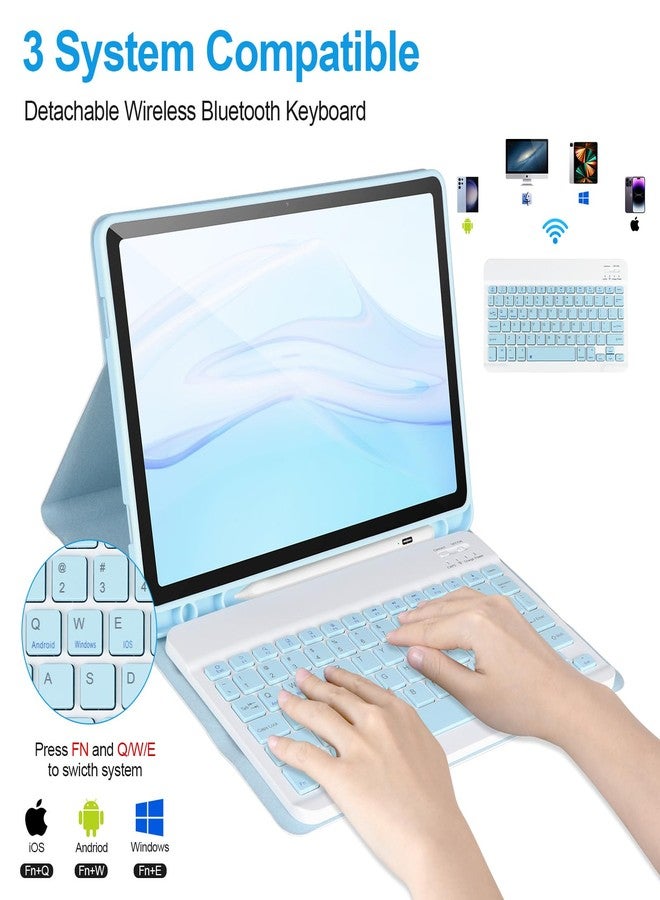 APHBZGE Keyboard Case for Samsung Galaxy Tab A9+/Plus 11’’ 2023(SM-X210/X216/X218),Case with Keyboard for Samsung Tab A9+ with S Pen Holder,Detachable Bluetooth Keyboard for Galaxy A9 Auto Wake/Sleep (Blue) - Image 3