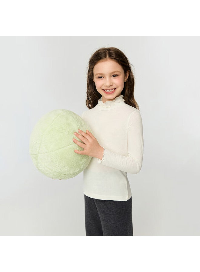 Aimer Kids Little Heater "light Warm" Moisture-wicking Thermal Base Layer Top Girls' Small Turtleneck Bud White Base Layer Shirt Size 150 - Image 2