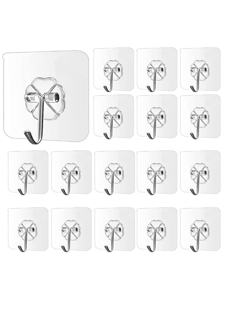 Generic P2H SELF Adhesive PVC Wall Hooks Pack of 17 Transparent  - Image 1