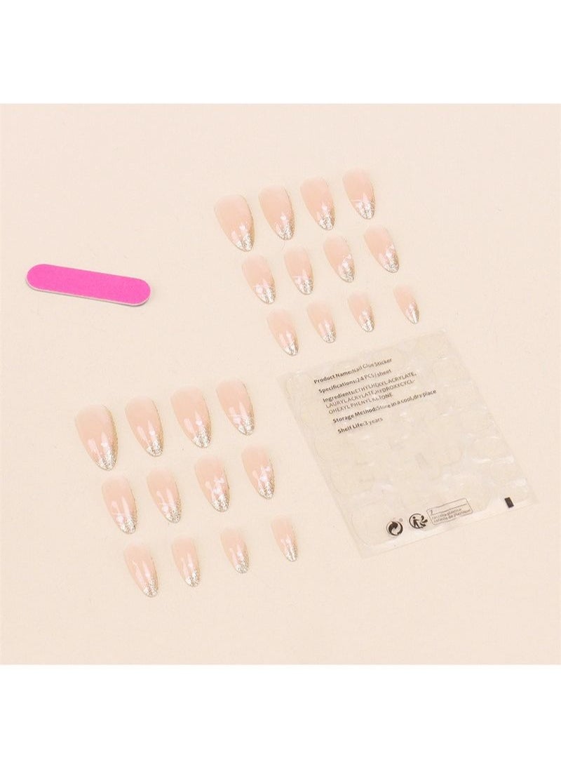 SCHAVO - Glitter Heart Mid-length Nails 24Pcs - Image 1