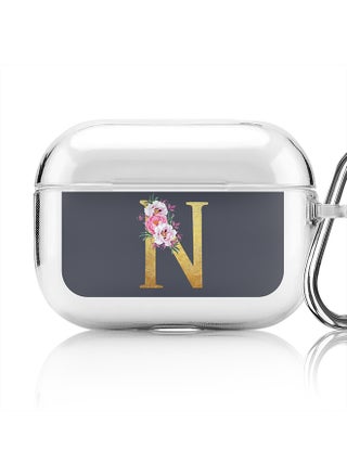 Classic Clear printed Case for Apple Airpods Pro Soft TPU Gel Thin Transparent Flexible Cover - Custom Monogram Initial Letter Floral Pattern Alphabet - N (Grey ) - pzsku/ZC2A79576C348FB9183EBZ/45/_/1697116213/55e91c28-afae-44f4-a43d-f0a40134ead0