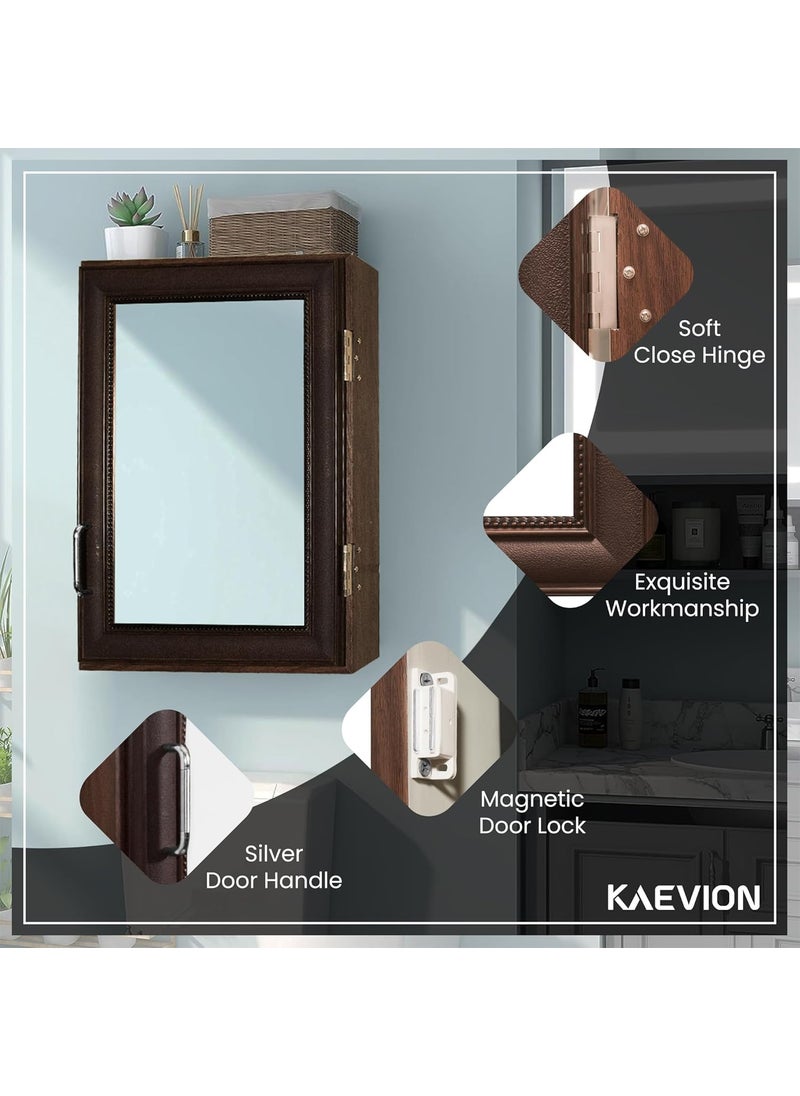 kaevion kaevion Unique Wall Mount Door Mirror Dresser with 5 Section Division Organizer for Home Decor Kitchen Bath Living Room Bedroom Color Wenge Matt Polyvinyl Chloride  - Image 3