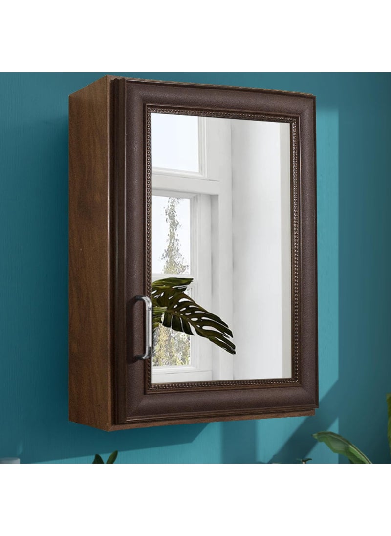 kaevion kaevion Unique Wall Mount Door Mirror Dresser with 5 Section Division Organizer for Home Decor Kitchen Bath Living Room Bedroom Color Wenge Matt Polyvinyl Chloride  - Image 1