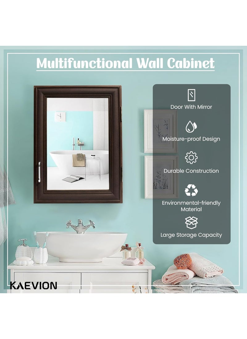 kaevion kaevion Unique Wall Mount Door Mirror Dresser with 5 Section Division Organizer for Home Decor Kitchen Bath Living Room Bedroom Color Wenge Matt Polyvinyl Chloride  - Image 4