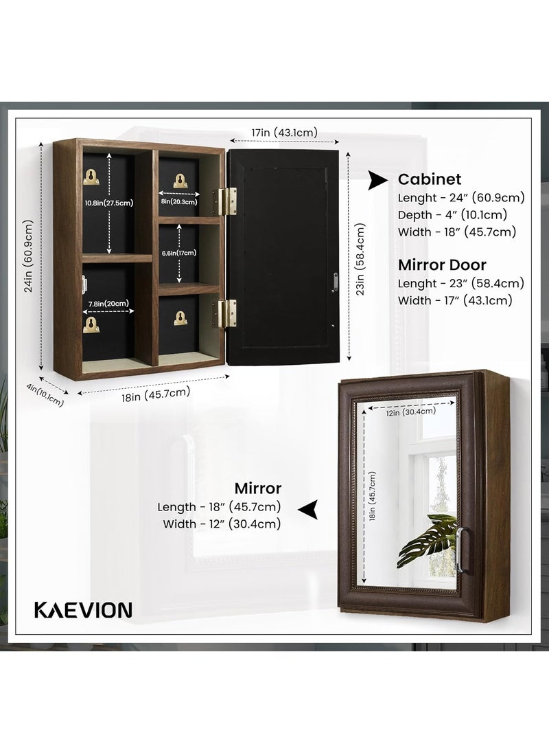 kaevion kaevion Unique Wall Mount Door Mirror Dresser with 5 Section Division Organizer for Home Decor Kitchen Bath Living Room Bedroom Color Wenge Matt Polyvinyl Chloride  - Image 2
