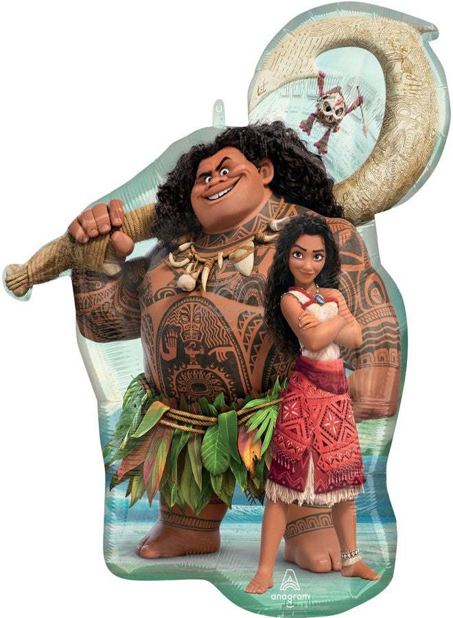 Anagram Moana and Maui Birthday Party Supplies 6pc Foil Balloon Bouquet Decorations - Image 2