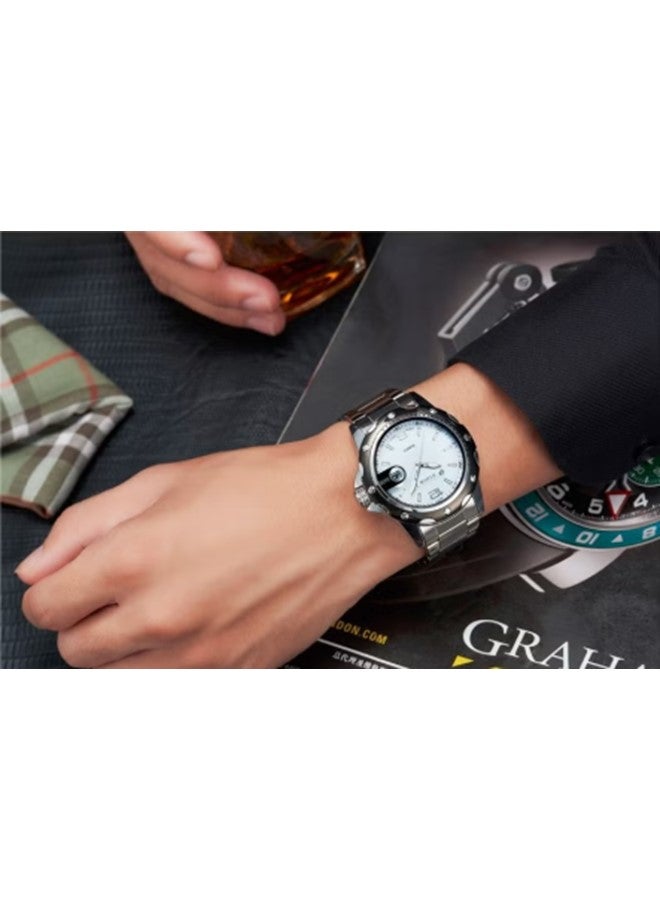 BIDEN Luxury Quartz Stainless Steel White Dial Stylish Watch for Men Japan Movement - Image 2