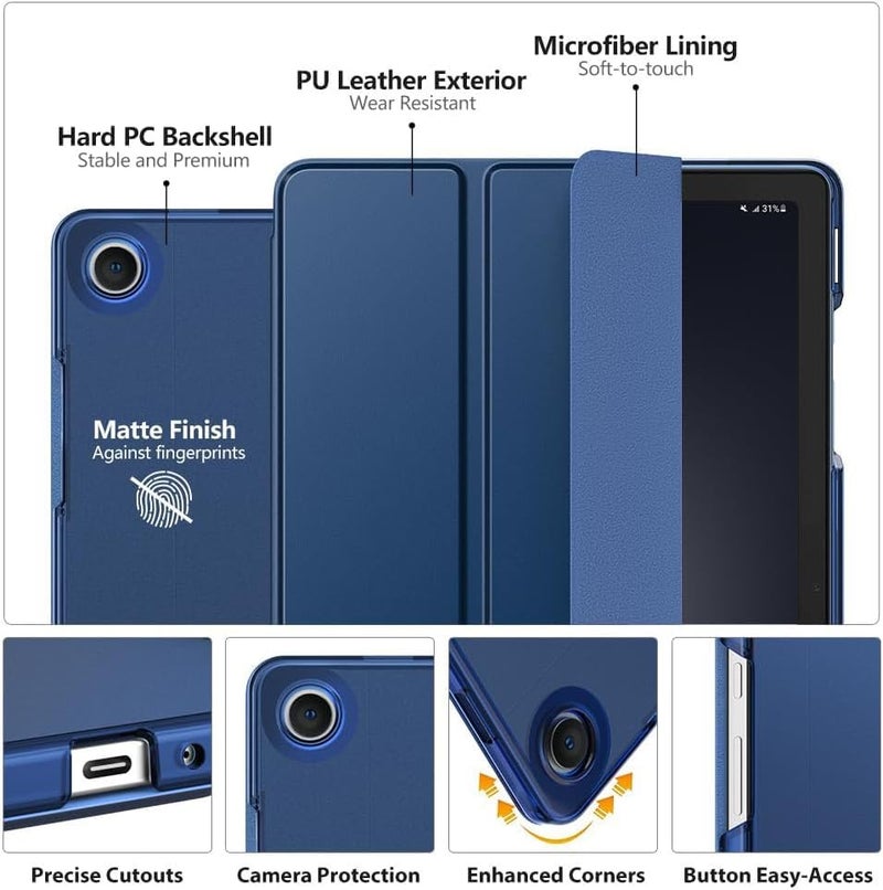 EDNITA Cover for Samsung Galaxy Tab A9 Plus 11 inch Case Cover, Smart Flip Case Cover for Samsung Galaxy Tab A9+ 11 inch Translucent Back (Dark Blue) - Image 2