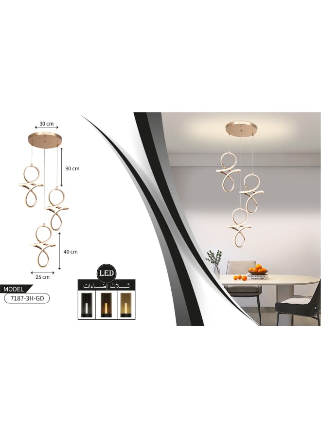 بيست باور مصباح معلق LED ثلاثي حديث 7187-3 إضاءة داخلية ليد مع إضاءة رائعة| تركيبات سقف أنيقة للديكورات الداخلية الحديثة - Image 3